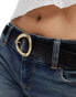 ASOS DESIGN leather oval buckle waist and hip belt in gold