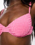 Фото #4 товара The Frolic paradise underwire ruched geo block towelling bikini top in pink