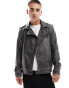 Brave Soul washed PU biker style jacket in black