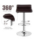 Фото #7 товара Set of 2 Swivel Bar Stool PU Leather Adjustable Bar Chair