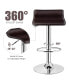 Set of 2 Swivel Bar Stool PU Leather Adjustable Bar Chair