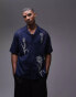 Фото #1 товара Topman short sleeve embroidered floral shirt in navy