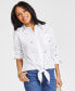 ფოტო #1 პროდუქტის Women's Rhinestone Tie-Front Blouse, Created for Macy's