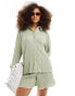 Фото #1 товара Y.A.S plisse shirt co-ord in sage green