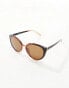 Pieces oval cateye sunglasses in ombre almond brown