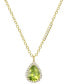 Фото #1 товара Macy's peridot (1-1/10 ct. t.w.) & Lab-Grown White Sapphire (1/6 ct. t.w.) Teardrop Halo 17" Pendant Necklace in 14k Gold-Plated Sterling Silver