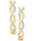 ფოტო #3 პროდუქტის Diamond Twisted Small Hoop Earrings (1/4 ct. t.w.) in Sterling Silver & 14k Gold-Plate