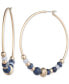 ფოტო #1 პროდუქტის Gold-Tone Medium Natural Bead Hoop Earrings, 1.8"