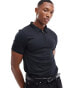 Фото #1 товара ASOS DESIGN muscle fit polo in black with silver zip