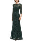 ფოტო #3 პროდუქტის Women's Lace 3/4-Sleeve Mermaid Gown