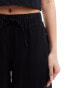 Фото #4 товара Stradivarius linen look super wide leg trouser in black