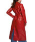 ფოტო #2 პროდუქტის Women's Faux-Leather Belted Trench Coat