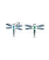 Synthetic Blue Created Opal Garden Insect Summer Dragonfly Firefly Stud Earrings For Women For Sterling Silver