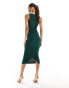 Vesper exclusive bow tie detail bodycon midaxi dress in forest green