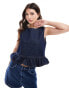 Фото #1 товара ASOS DESIGN denim frill hem top in indigo