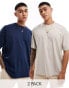 Фото #2 товара ASOS DESIGN 2 pack oversized t-shirts in stone and navy