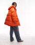 Фото #2 товара Topshop oversized hooded puffer jacket with front pockets in bright orange