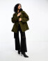 ASOS DESIGN pea coat in khaki Зеленый, 46 - фото #1