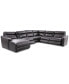 Фото #2 товара Gabrine 6-Pc. Leather Sectional with 3 Power Headrests and Chaise, Created for Macy's