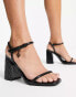 Фото #1 товара River Island embossed block heeled sandal in black