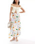 ONLY floral print maxi skirt in white