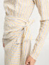 Фото #4 товара ASOS DESIGN textured maxi dress with wrap skirt yellow stripe