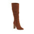 Фото #1 товара Scoop Women's Brown Penny Microsuede High Heel Pull-On Slouch Boots Size US 6