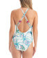 Jessica Simpson Jungle Cruise Beaded Tropical One-Piece Swimsuit Multi Size S