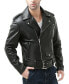 ფოტო #3 პროდუქტის Men Classic Leather Motorcycle Jacket - Tall