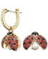 Gold-Tone Multicolor Crystal Ladybug Mismatch Hoop & Stud Earrings
