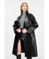 Women's Leather Trench Coat, Black