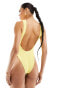 River Island textured scoop neck swimsuit in light yellow Желтый, 36 - фото #4