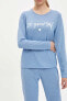 Kadın Blue Slogan Baskılı Uzun Kollu Pijama Takımı S5019AZ20AU