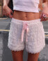 Labelrail x Daisy Birchall ruffle bloomer shorts with pink bow in white