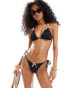 Фото #4 товара Miss Selfridge bow detail triangle bikini top in black