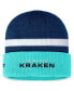 ფოტო #2 პროდუქტის Men's Deep Sea Blue, Light Blue Seattle Kraken Fundamental Cuffed Knit Hat