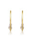 ფოტო #2 პროდუქტის Sterling Silver 14k Yellow Gold Plated with White Freshwater Pearl Cluster 3/4 C-Hoop Earrings