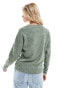 Vero Moda Petite round neck knitted jumper in sage melange