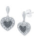 ფოტო #1 პროდუქტის Black & White Diamond Heart Drop Earrings (1/6 ct. t.w.) in Sterling Silver