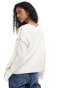 YAS contrast stitch detail jumper in cream - CREAM Birke mit Pilzen, S - фото #3