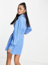 ASOS DESIGN cord belted shirt dress in blue