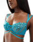 Hunkemoller Eros balconette bra with floral embroidery in blue