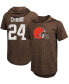Фото #1 товара Men's Nick Chubb Brown Cleveland Browns Player Name Number Tri-Blend Hoodie T-shirt