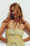 Фото #3 товара Платье из полупрозрачной ткани с принтом с открытыми плечами ZARA