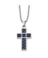 ფოტო #1 პროდუქტის Black and Blue Carbon Fiber Inlay Cross Pendant Ball Chain Necklace