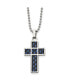 Фото #1 товара Black and Blue Carbon Fiber Inlay Cross Pendant Ball Chain Necklace