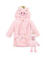 Baby Girls Plush Bathrobe and Toy Set, Pig, One