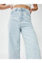 Фото #7 товара Bol Paça Kot Pantolon Taş İşlemeli - Bianca Crop Jeans