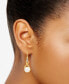 ფოტო #2 პროდუქტის Cultured Freshwater Pearl (7mm) & Cubic Zirconia Drop Earrings in 14k Two-Tone Gold-Plated Sterling Silver