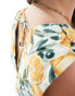 Фото #2 товара Abercrombie & Fitch co-ord plunge front top with shirred waist in lemon print